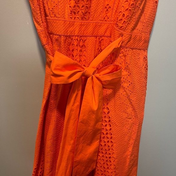 J. Crew • All over eyelet orange wrap midi dress - Picture 6 of 8